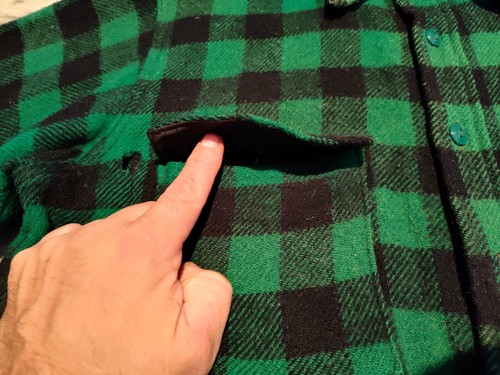 Camicia uomo vintage anni 50 Woolrich lana flanella a quadri con bottoni pesante taglia 16 - Foto 9 di 18