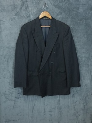 Vintage St Michael Jacke Herren 42 L anthrazit grau schwarz zweireihig Nadelstreifen