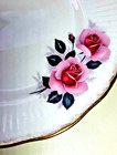 TWO Elizabethan Bone China Pink Roses 8 " PLATES Scallop-Rib- Gold Rims-England — photo 5
