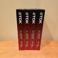 Lot of 4 TDK T-120HS Premium Quality Blank VHS Tapes New Sealed 6 Hour VCR Red