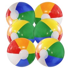 Beach Balls 6 Pack, 16 Inch Large Inflatable Rainbow Beach Balls Bulk for Sum...