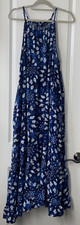 Lane Bryant Blue & White Floral Halter Dress - Size 22 24