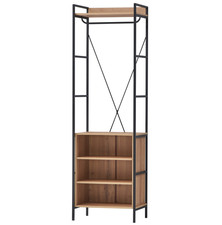 Open Bedroom Wardrobe - Hanging Clothes Rail - Light Oak Finish - Storage Unit