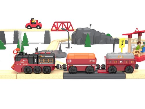 Toy Train Electric Train Set for Wooden Tracks, Christmas Motorized Train Toy... - Picture 7 of 9