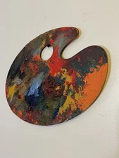 Wood artist paint palette painted oil/ Acrylic painting