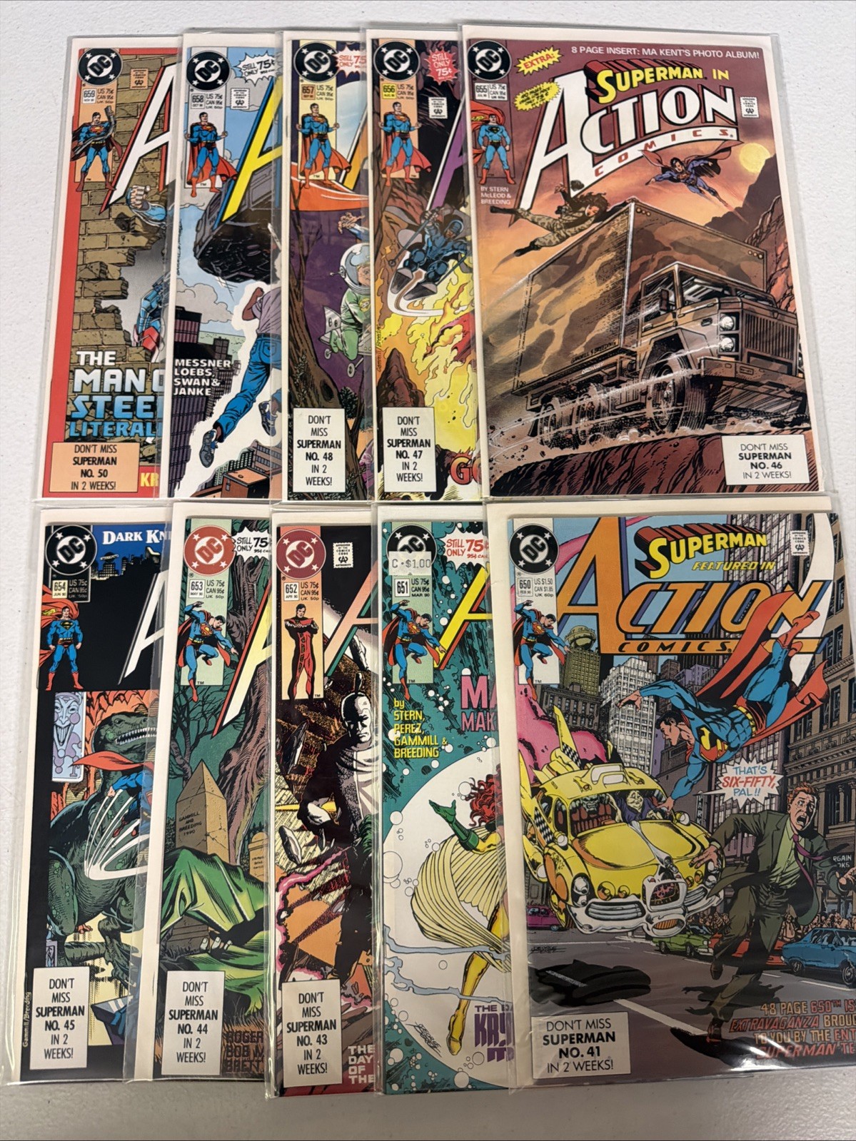Action Comics #650 651 652 653 654 655 656 657 658 659 Lot Run Set DC VF/NM *R15