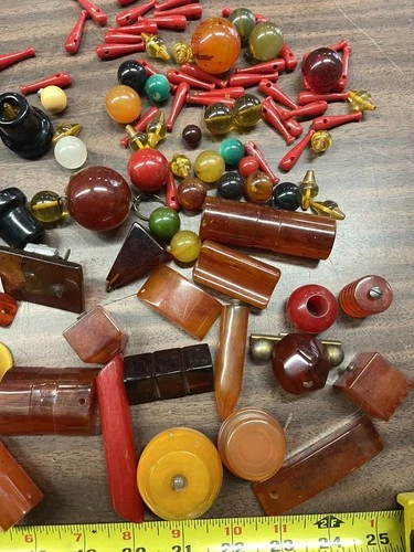 Vintage BAKELITE Mixed Assorted Jewelry & Shapes Parts 190pc. LOT