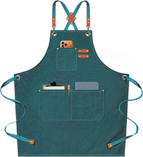 Chef Aprons for Men Women with Oversized Pockets, 16-Ounce Cotton Canvas Cross B
