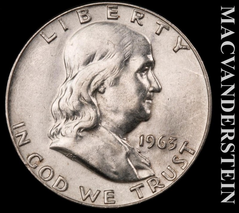 1963 Silver Franklin Half Dollar - Scarce  High Grade  Lustrous  #L7283