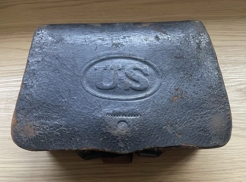 Original Civil War 1864 Rifled Musket .58 Cartridge Box - Complete with Tins