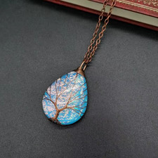 Large  Wire Wrapped Tree of Life  Resin Necklace 4cm x 3cm on a chain