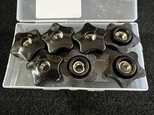 7Pcs 3/8-16 Thread Knob Nut Black, 3/8 Inch Star Knobs, 3/8-16 Hand Tighten Clam