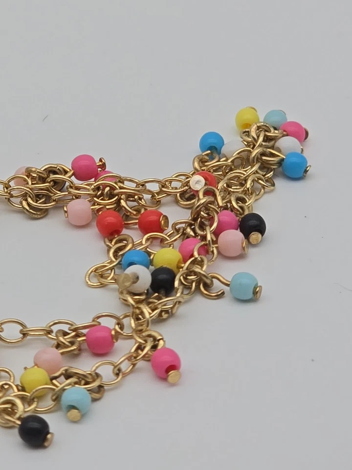 Talbots Festive Multicolored Double Stranded Long Gold Tone Necklace - Image 4 of 4
