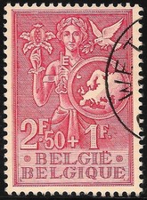 Belgium #B545 (SP287) VF USED - 1953 2.50fr + 1fr Childhood Allegory Youth Dove