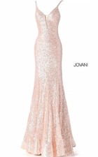 Jovani 66383 Light Pink Sequin Maxi Prom Dress Women's Size 2