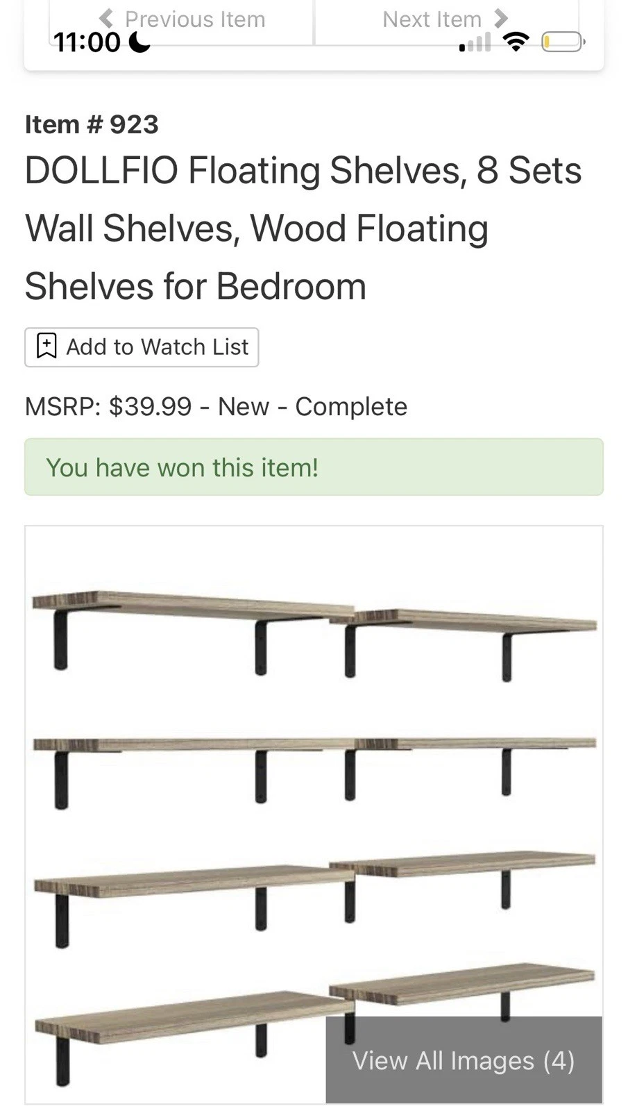 DOLLFIO 8 Wood Floating Shelves Rustic Brown Wall Mounted Bedroom Living Room