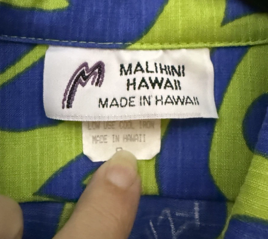 Camisa Malihini Hawaii Para Hombres Talla S Azul Verde Hawaiana Floral Abotonada EE. UU. DE COLECCIÓN Foto 3 de 4