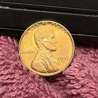 1955 1C RD Lincoln Cent From Obw Bank Roll. Free Next Day Shipping!