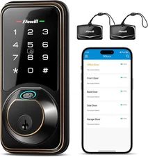 Keyless Entry Fingerprint Smart Door Lock, Zowill DK07 7-in-1 Deadbolt Lock for 
