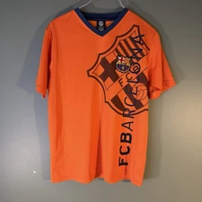 FC Barcelona Youth YL Soccer T-Shirt Official FCB Jersey Orange Messi World Cup