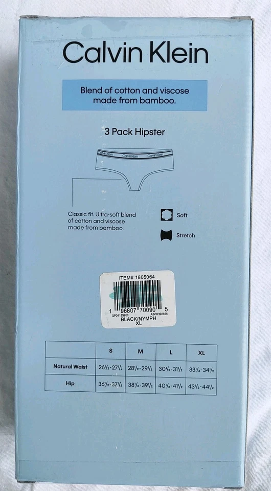 Paquete de 3 bragas para mujer Calvin Klein Hipster negras/rosadas y marrones talla XL NUEVAS Foto 2 de 2