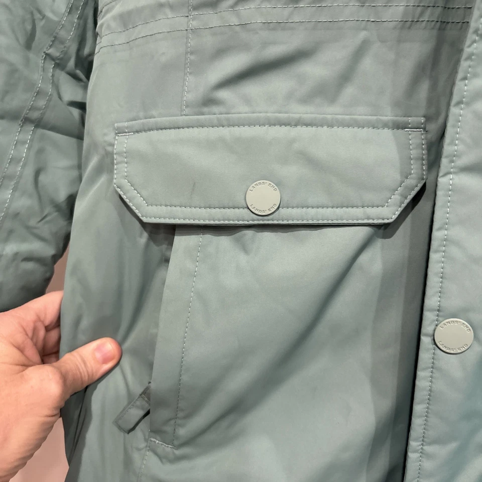 Land's End Kids Expedition Waterproof Down Parka "Grow-A-Longs" Aqua Sz XL 14-16 - Image 4 of 4