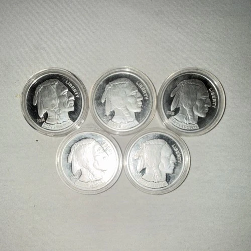 Buffalo 2006 1 oz Silver Rounds Lot of 5 Total 5 oz