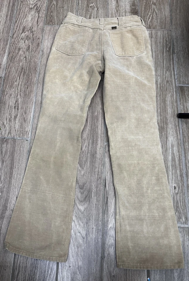 Pantalones de gamuza sintética Wrangler vintage años 70 corte bota vaquero acampanado talla 30x34 hechos en EE. UU. Foto 3 de 4
