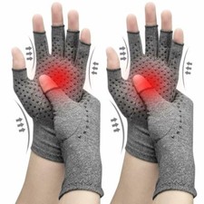 Compression Gloves Anti Arthritis Fingerless Pain Relief Joint Support With Grip