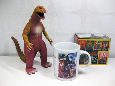 Godzilla / Toho Vintage Tasse (1995) + Godzilla Vintage KO Figur (1986) Kaiju