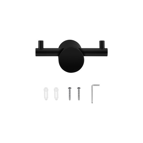 ACA Bath Black SUS304 Wall Double Towel Clothes Robe Hook Holder Hanger Round - Picture 11 of 11