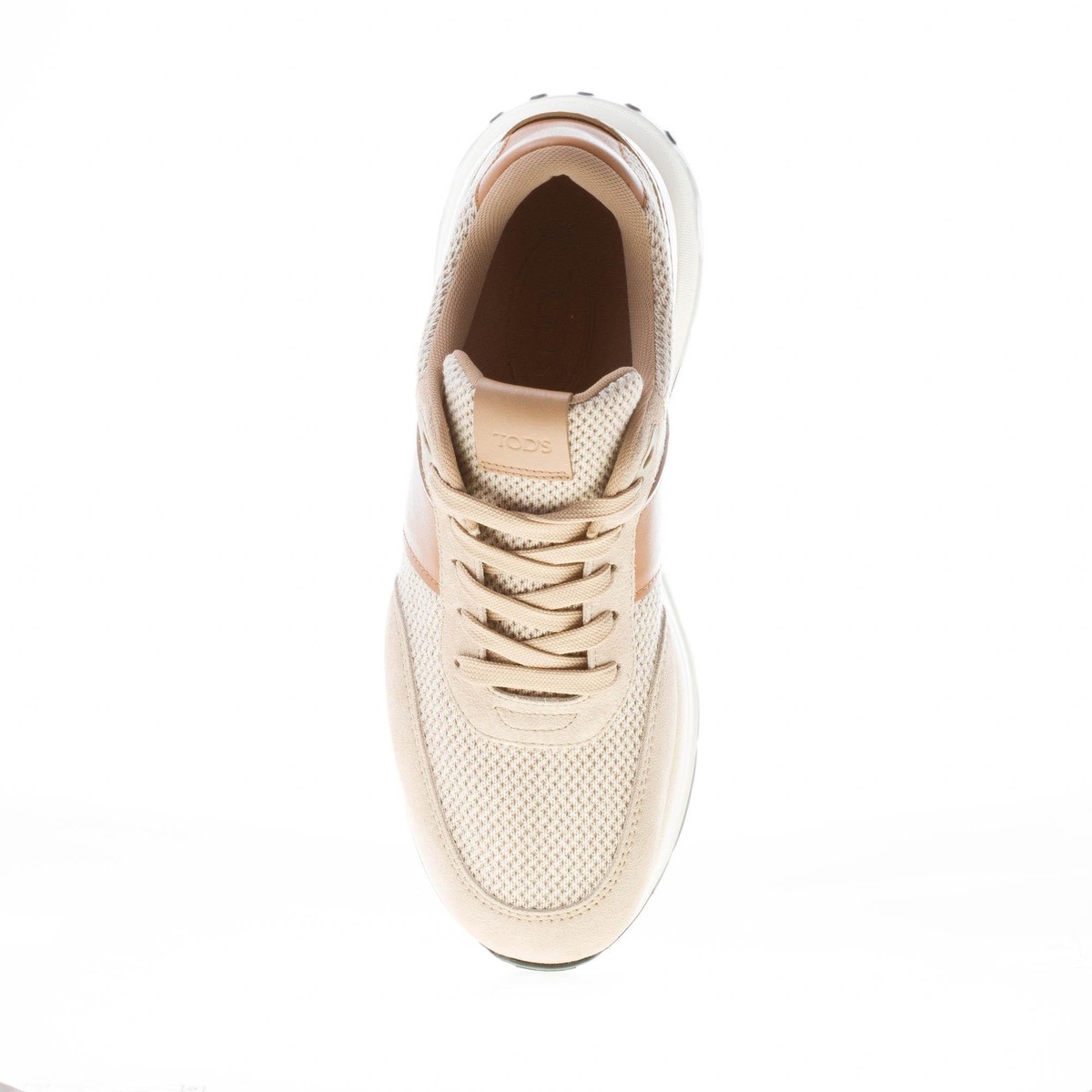 TOD'S men shoes Beige suede and tech fabric Running sneaker