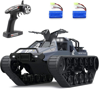 High-Speed 1/12 Scale RC Tank 4WD Offroad Crawler with 2 Batteries for Kids