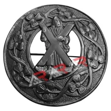 Scottish Brooch Pin Fly Plaid Highland Brooches Klit ST Andrew Black Size 3" AAR