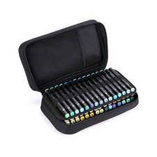 BTSKY Art Markers Carrying Case Storage Lipstick Organizer 60 Slots Canvas Black