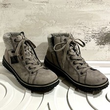 RIEKER Faux Suede Ankle Boots CORDULA Gray Women 38EU / 7US Fleece Line Side Zip