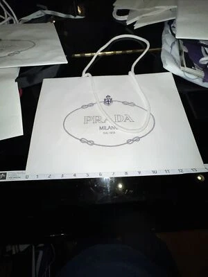 Authentic Prada White Empty Shopping Gift Paper Bag 14” x 9.5” x 5.5” Brand New