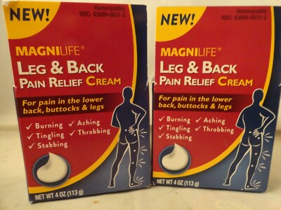 MagniLife Leg & Back Pain Relief  Cream 4.OZ each (2pk bundle) fresh & new 