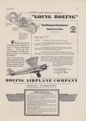 Another leading oil company Going Boeing 40-B-4 biplane ad 1930