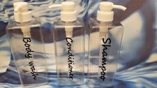 Refillable Shampoo Conditioner Bottles Clear, Set of 3 2.95"L x 2.95"W x 9.45"