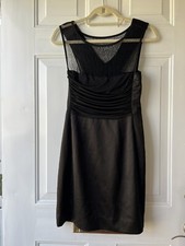 BCBGeneration Dress Crisscross Lace Contrast Sheath 8 Black Stretch Ruched