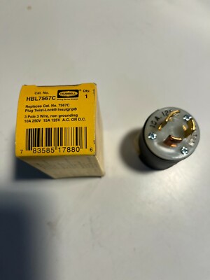 Hubbell HBL7567C Twist Lock Plug 15/10A 3P 125V/250V