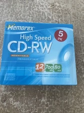 Memorex CD-RW 5 Pack High Speed 12x Blank Media 700MB 80min NEW Sealed