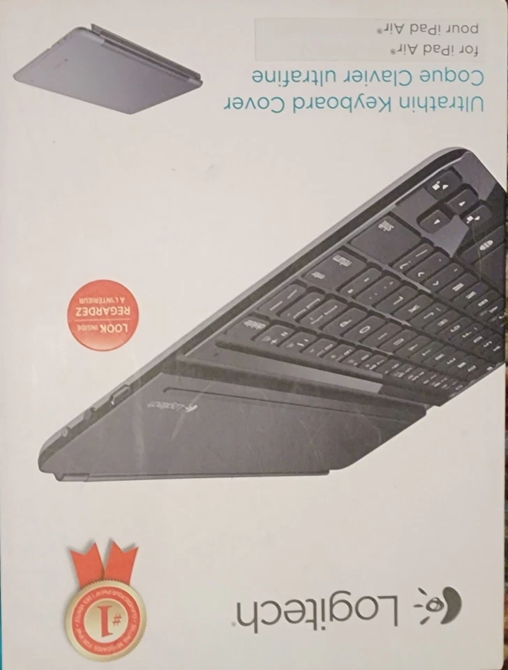 Новый Logitech беспроводной Bluetooth ультратонкая клавиатура чехол i5 для iPad воздуха - черный - Изображение 4 из 4