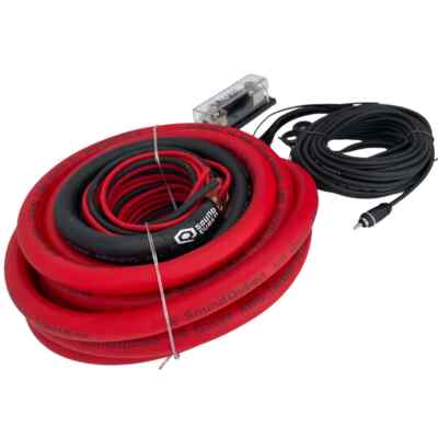 SoundQubed 1/0 0 Gauge CCA Car Audio Amp Kit - RED