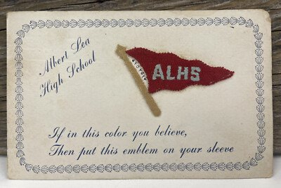 #ad VTG 1914 Albert Lea High School MN Postcard Useable Silk Embroidered Pennant $24.00
