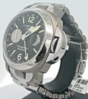 Panerai Luminor GMT Automatic Titanium 44mm Watch Pam00161 Pam 161 Box /Papers!