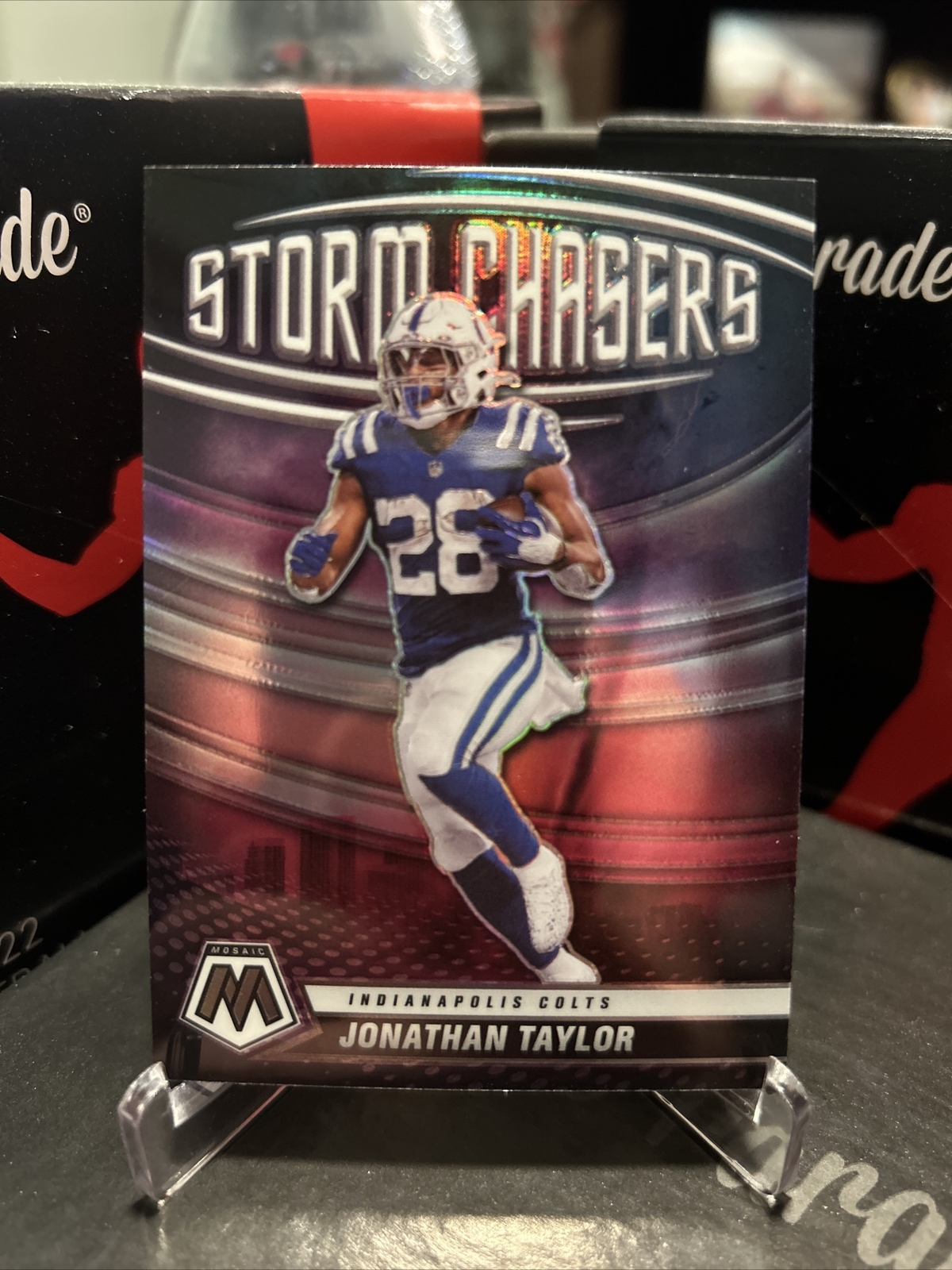 2022 Panini Mosaic Colts Jonathan Taylor Storm Chasers Prizm SSP CASE HIT