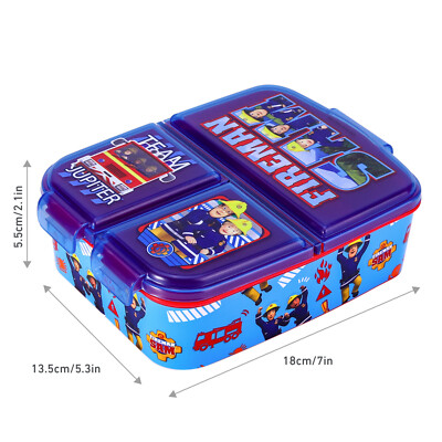Fireman Sam Kids Childrens Multi Compartment Sandwich Travel Lunch
