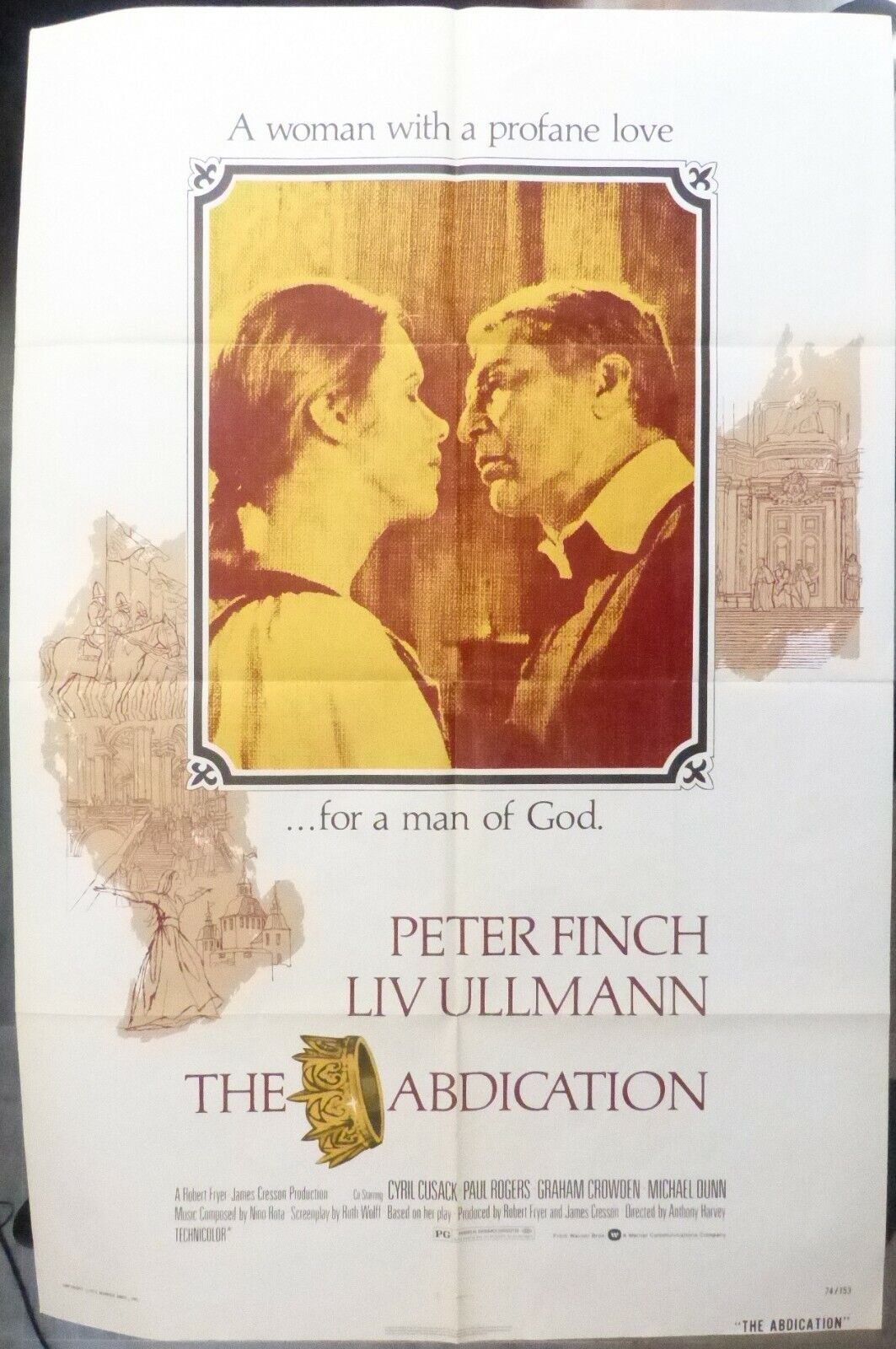 Póster de la película The Abdication, 1 hoja, 1974, Liv Ullmann, Peter...